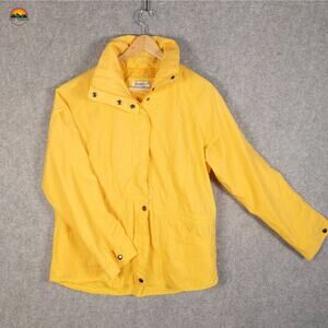 Coldwater Creek Windbreaker Jacket Yellow Full-Zip Hooded Outdoor Women's M